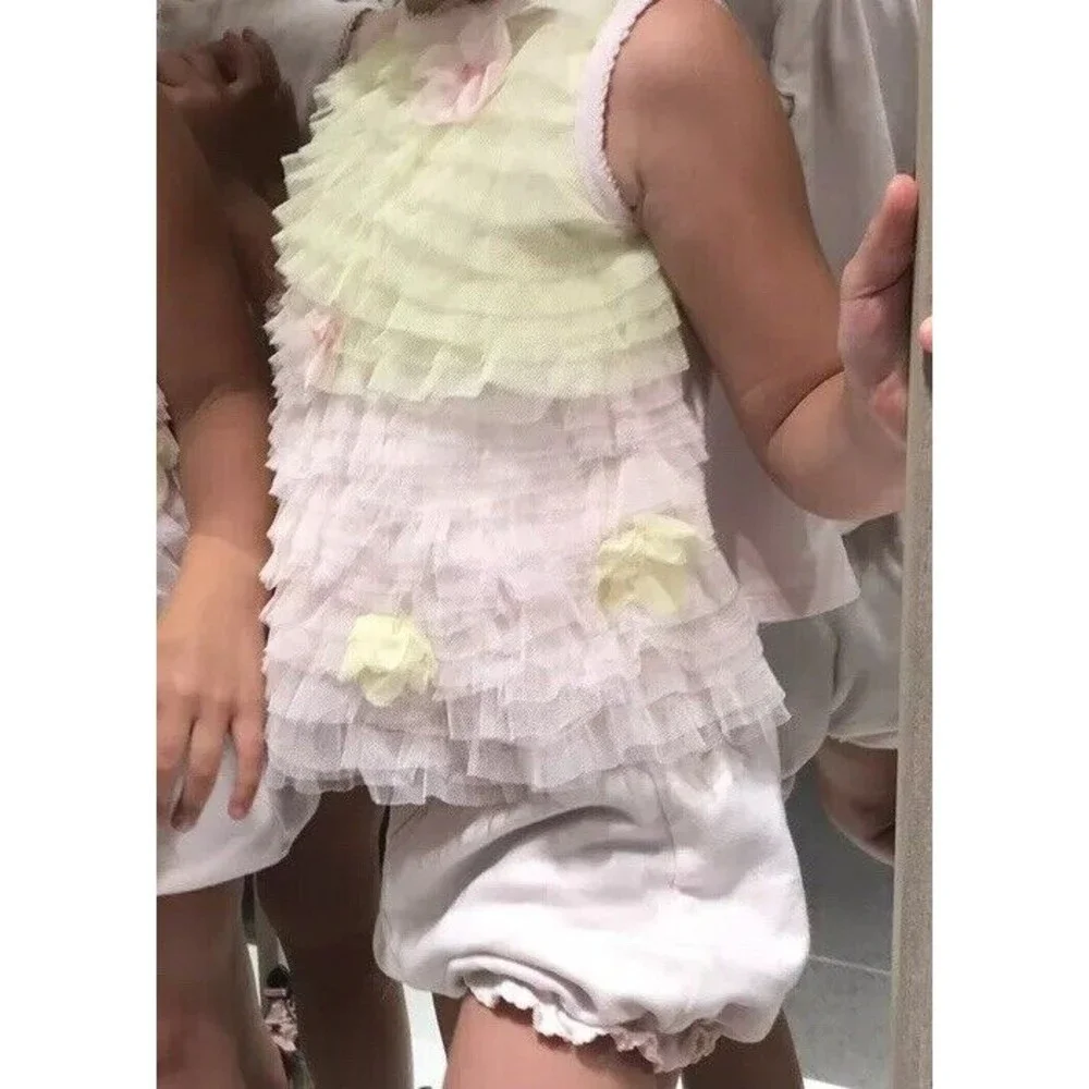 Biscotti Top Bloomers Set Outfit Ruffles Pink 12 M Cotton.. Twins? 2 Available